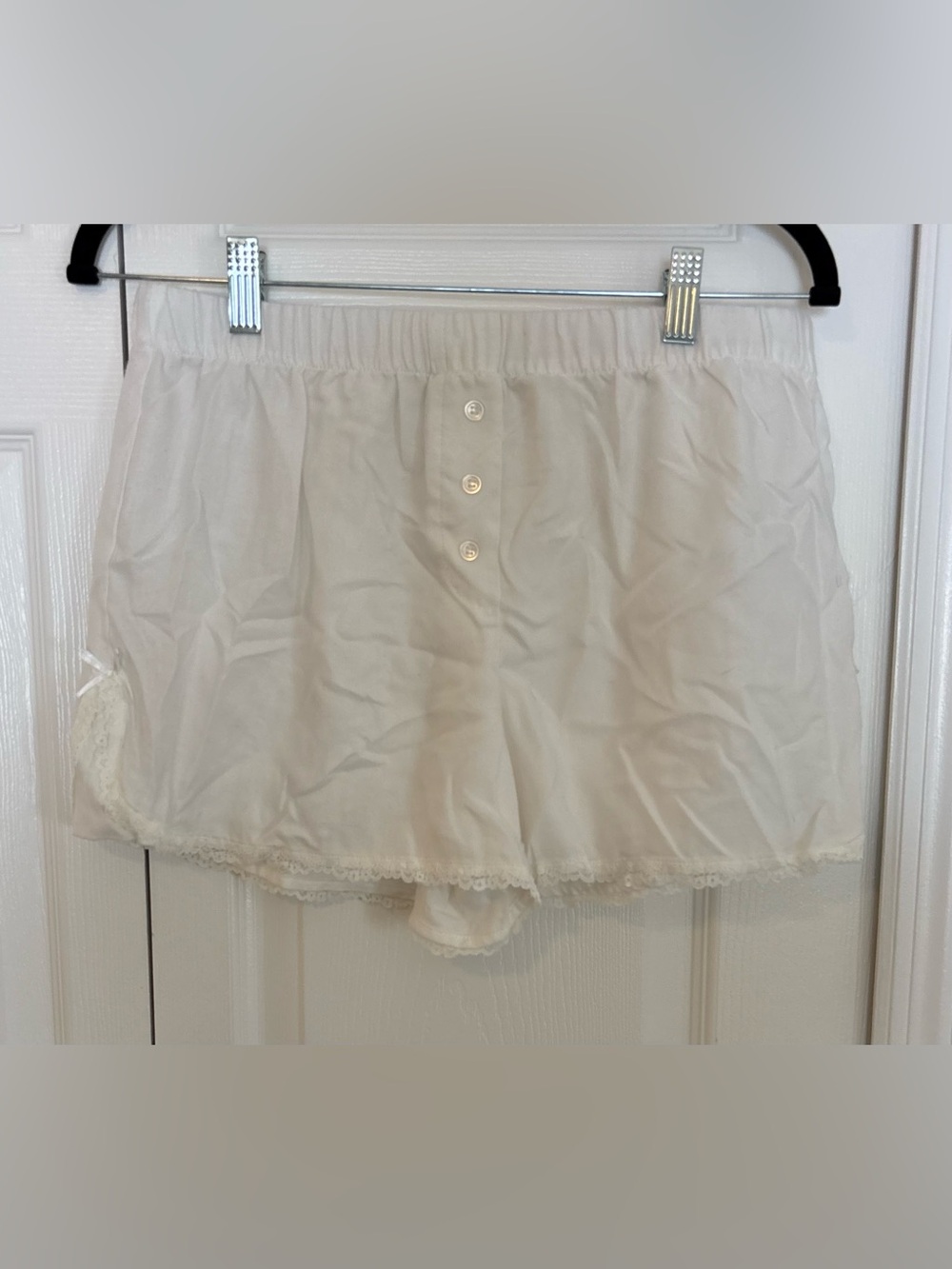 Women's Cream Lace-Trim Sleep Shorts